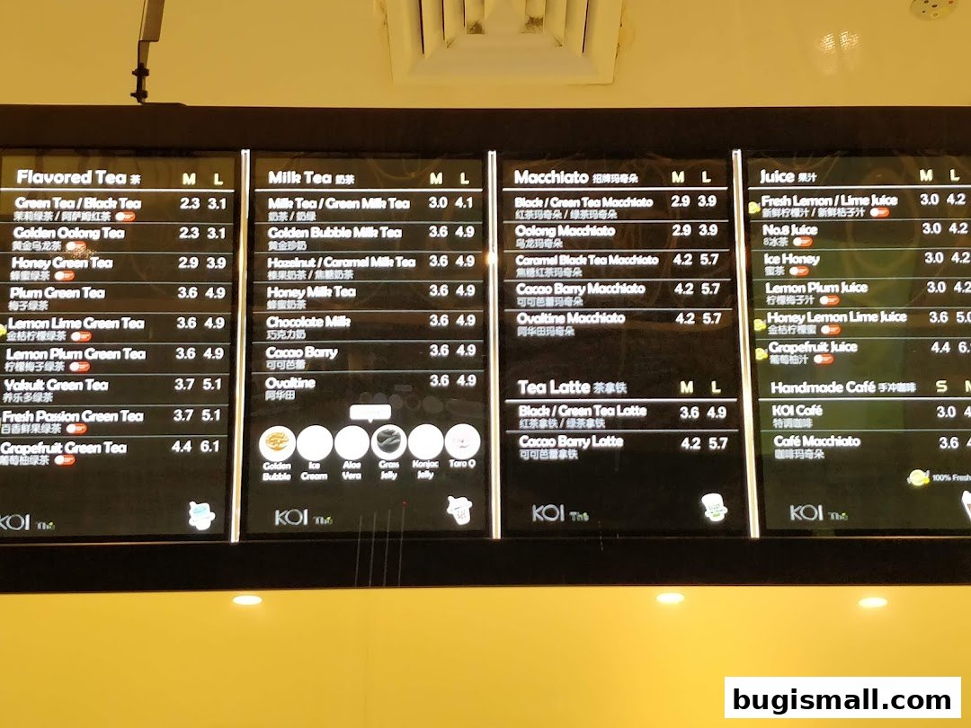KOI Thé Menu: Delicious Teas, Macchiatos, and Juices