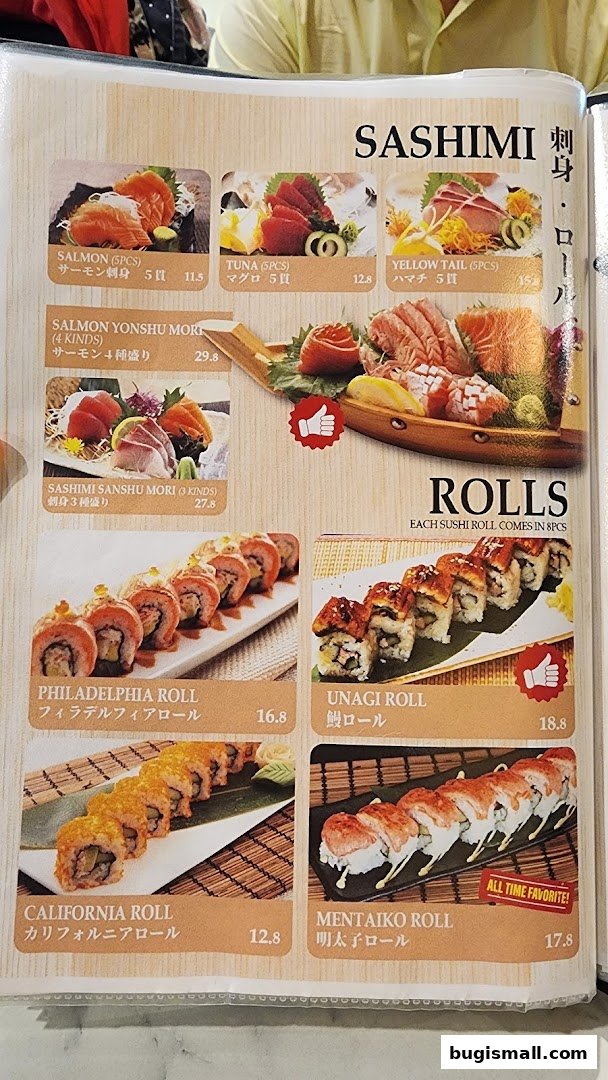 Delicious Sashimi & Sushi Rolls Menu