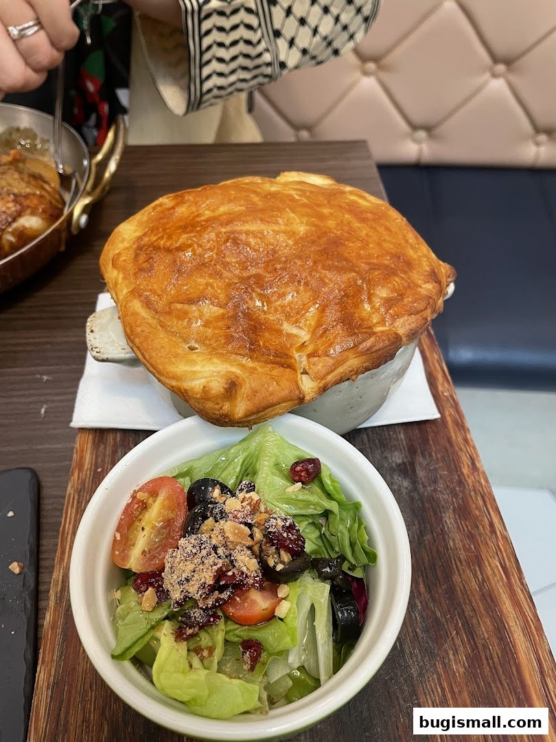 Delicious Pot Pie and Fresh Salad at Poulet