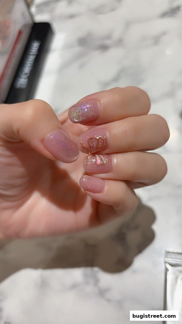 Stunning Nails: Glitter & Shell Art