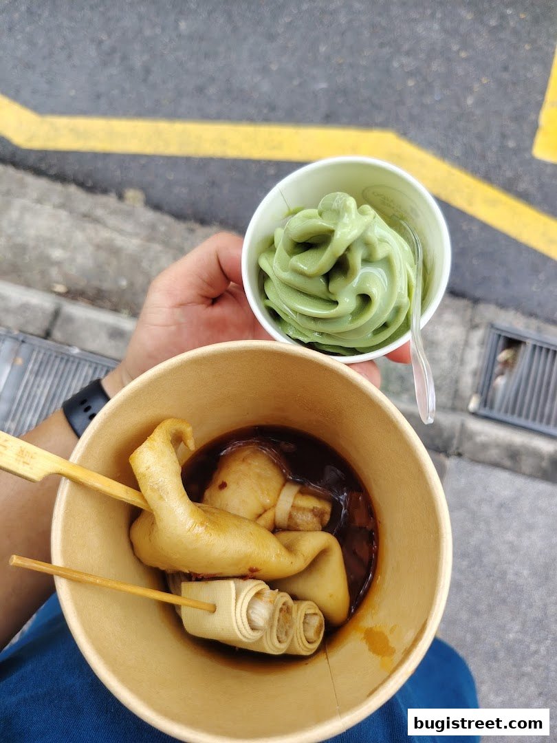Delicious Oden and Matcha Soft Serve!