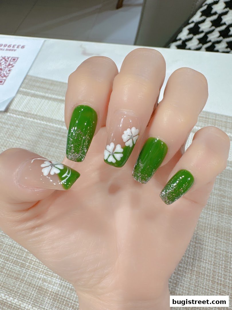 Stunning Green Clover Nail Art by Abbie Nails Beauty