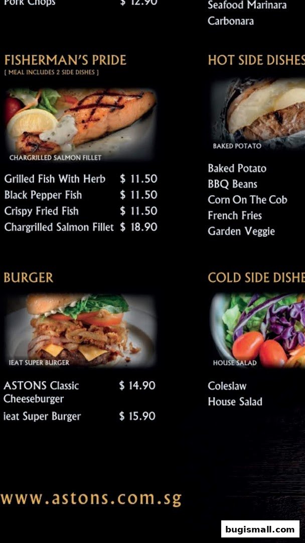 ASTONS Menu: Delicious Seafood, Burgers & Sides