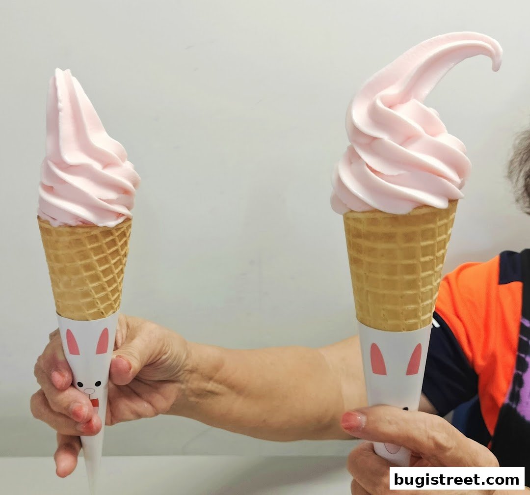 Sweet Strawberry Soft Serve Cones!