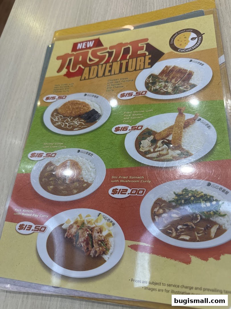 CoCo Ichibanya: Taste Adventure Curry Menu