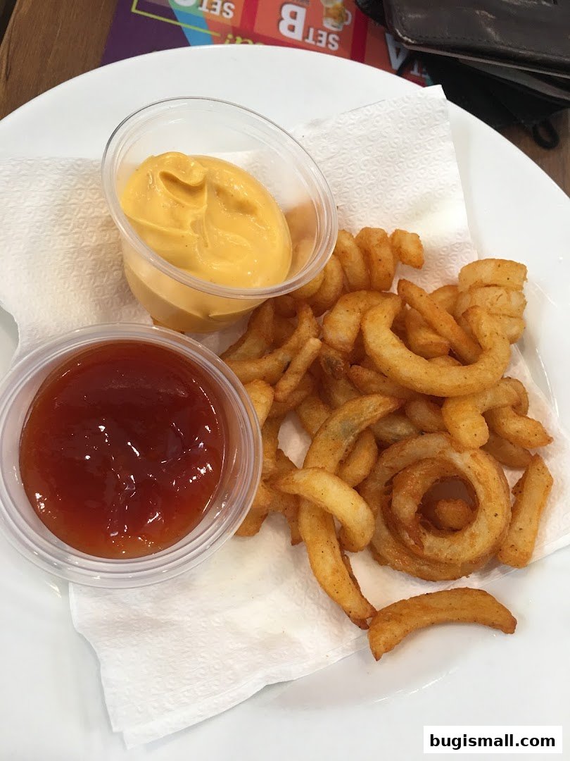 Delicious Curly Fries with Dips!