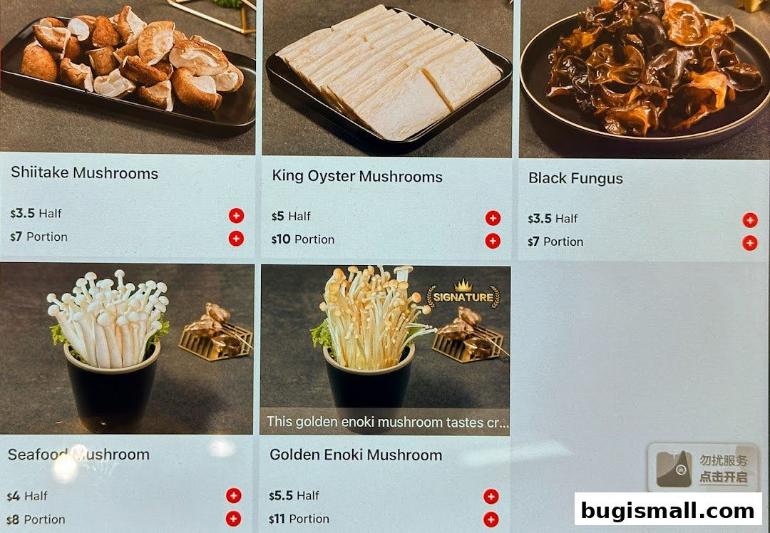 Haidilao's Fresh Mushroom Selection for Hot Pot!