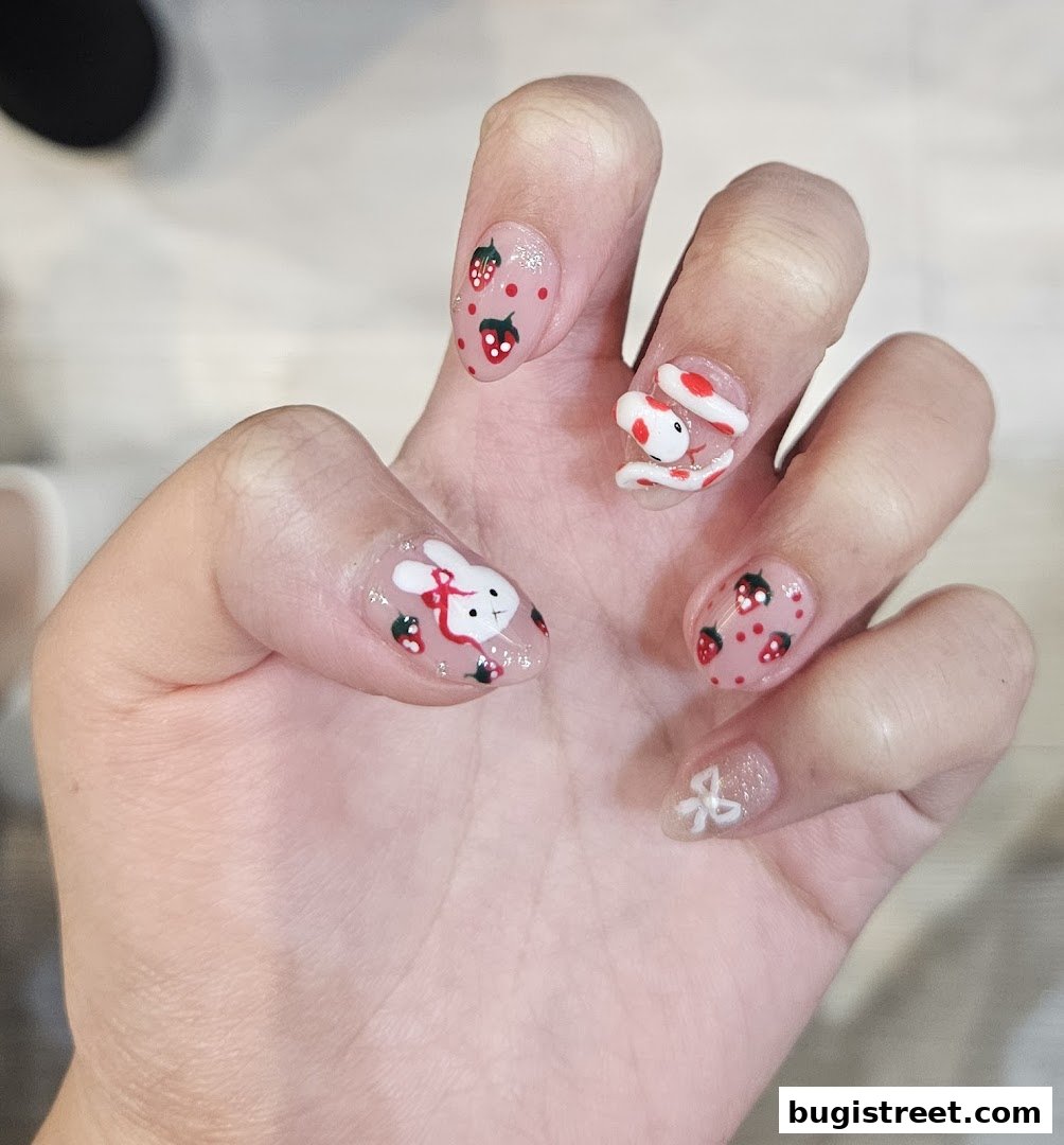 Adorable Nail Art: Bunny & Strawberry Designs