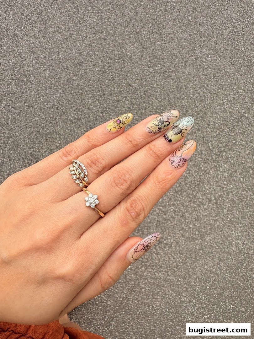 Exquisite Floral Nails by Hanah Nails