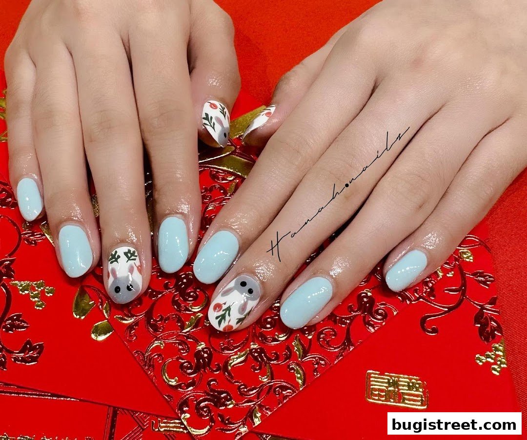 Adorable Bunny Nail Art by Hanah Nails!