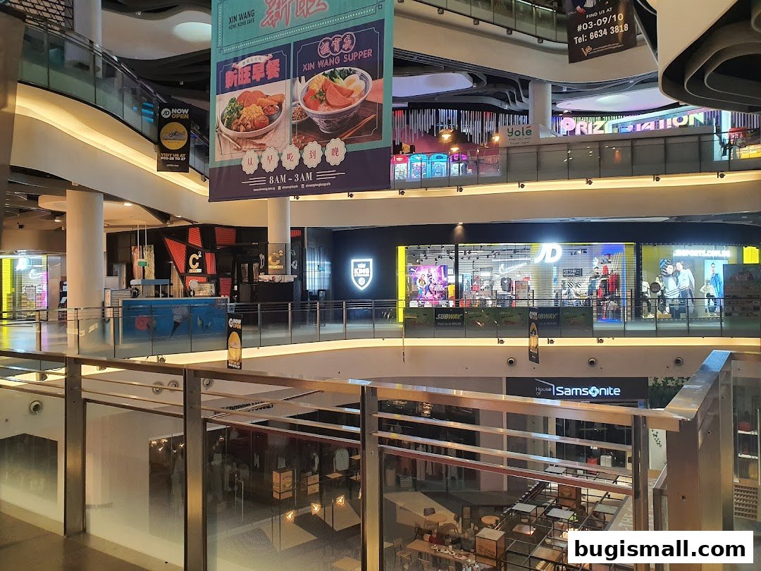 JD Sports and more in vibrant mall.