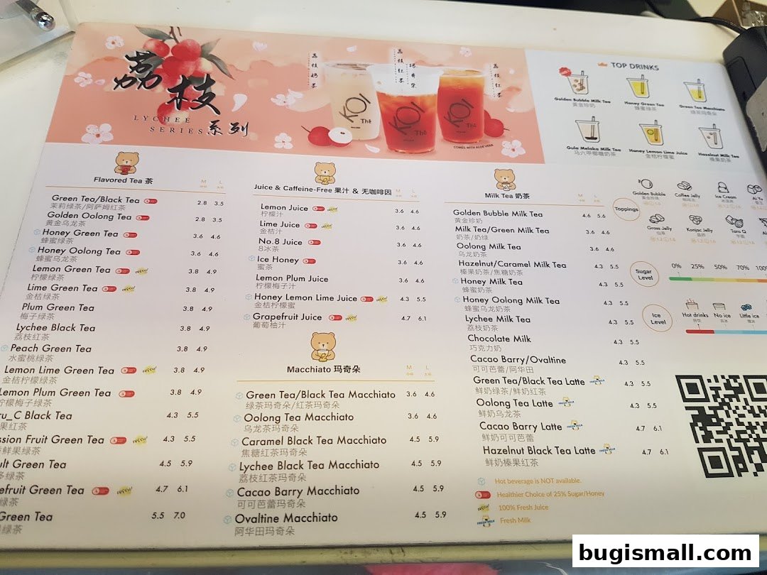 KOI Thé Menu: Delicious Teas & Macchiatos