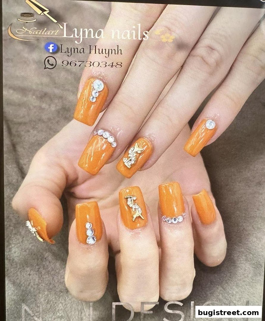 Stunning Orange Nails by Lyna Nails