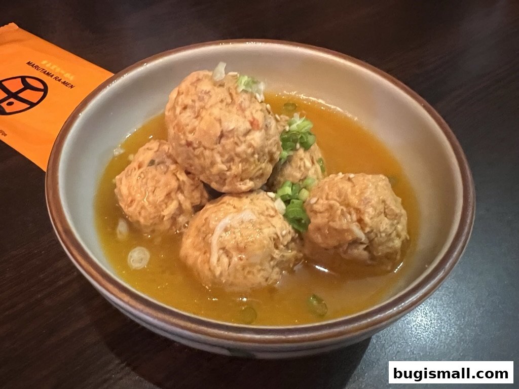 Marutama Ramen: Savory Chicken Meatballs Delight