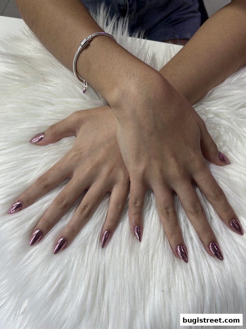 Stunning Rose Gold Nails at Pinkies Nail Spa