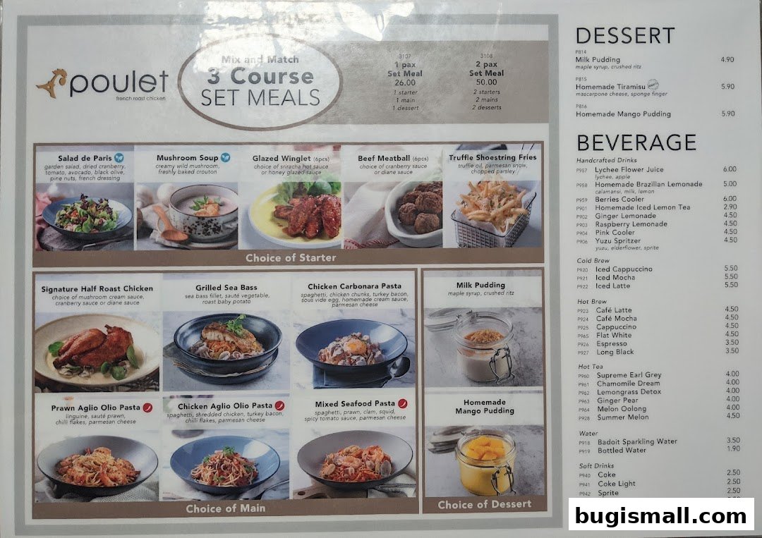 Poulet French Roast Chicken Menu - Delicious Set Meals & More!