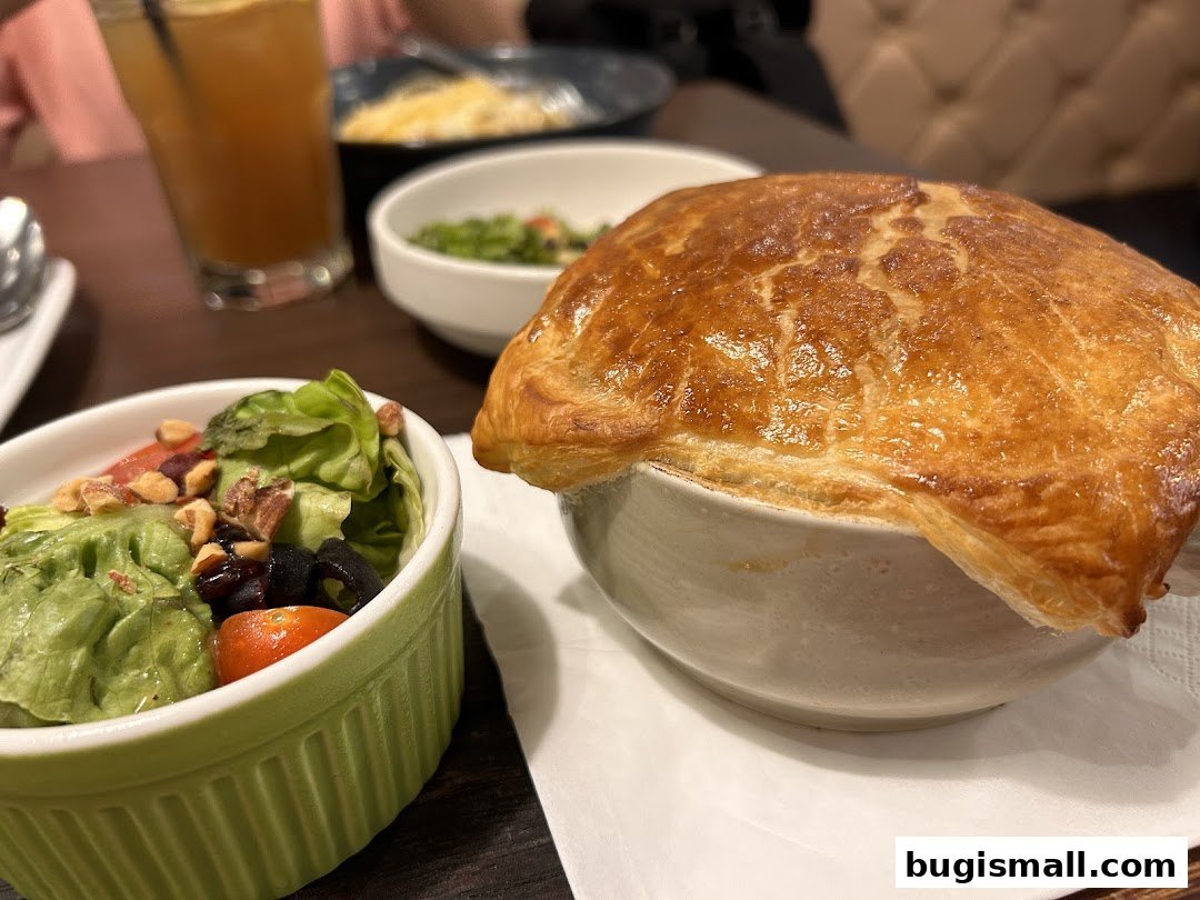 Delicious Pastry Dish with Fresh Salad