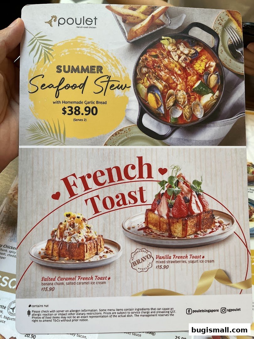 Poulet's Delicious French Toast & Seafood Stew Menu