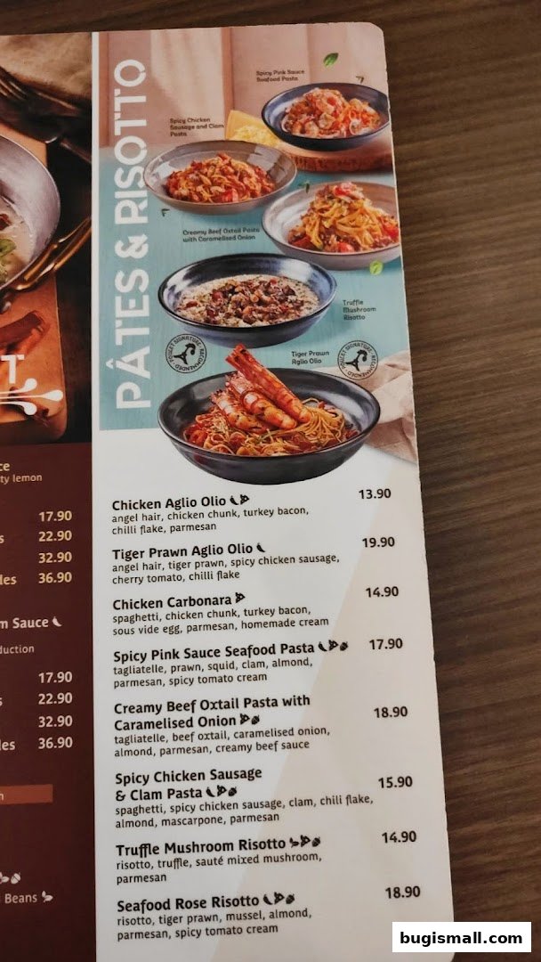 Poulet's Delicious Pasta & Risotto Menu
