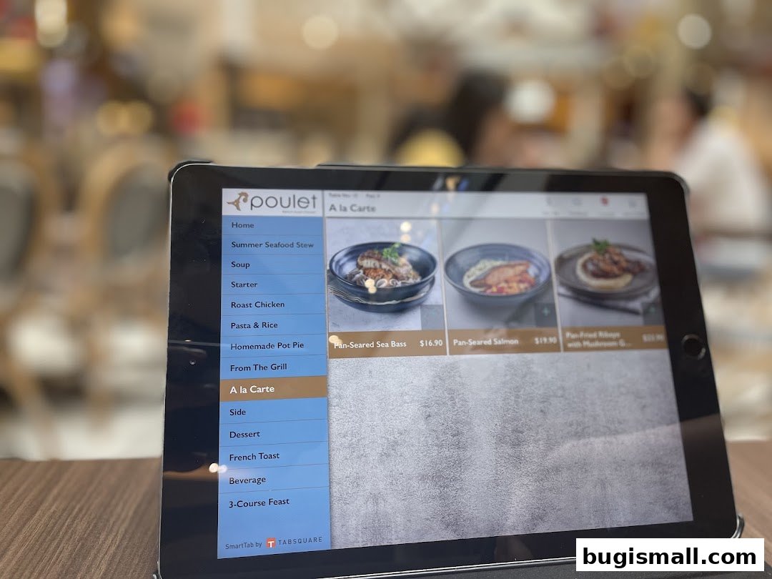 Explore Poulet's Delicious Menu on Tablet