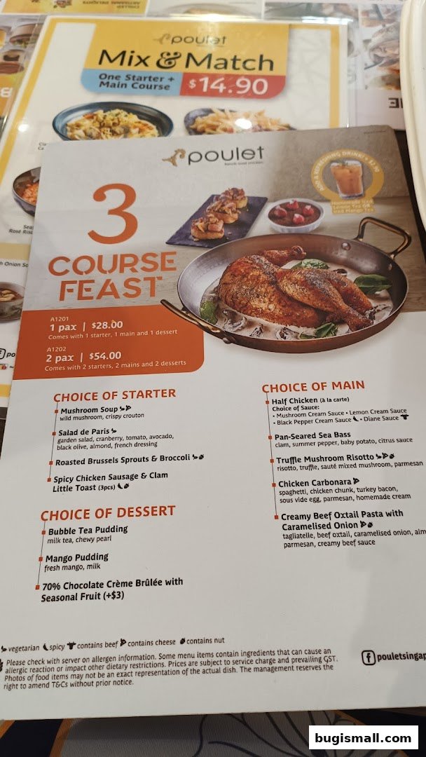 Poulet's Delicious 3-Course Feasts & Mix & Match Deals!