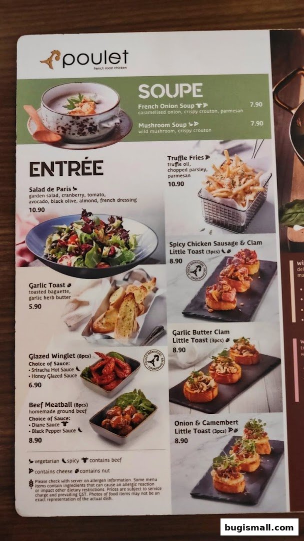 Poulet Menu: Delicious French Roast Chicken & Appetizers