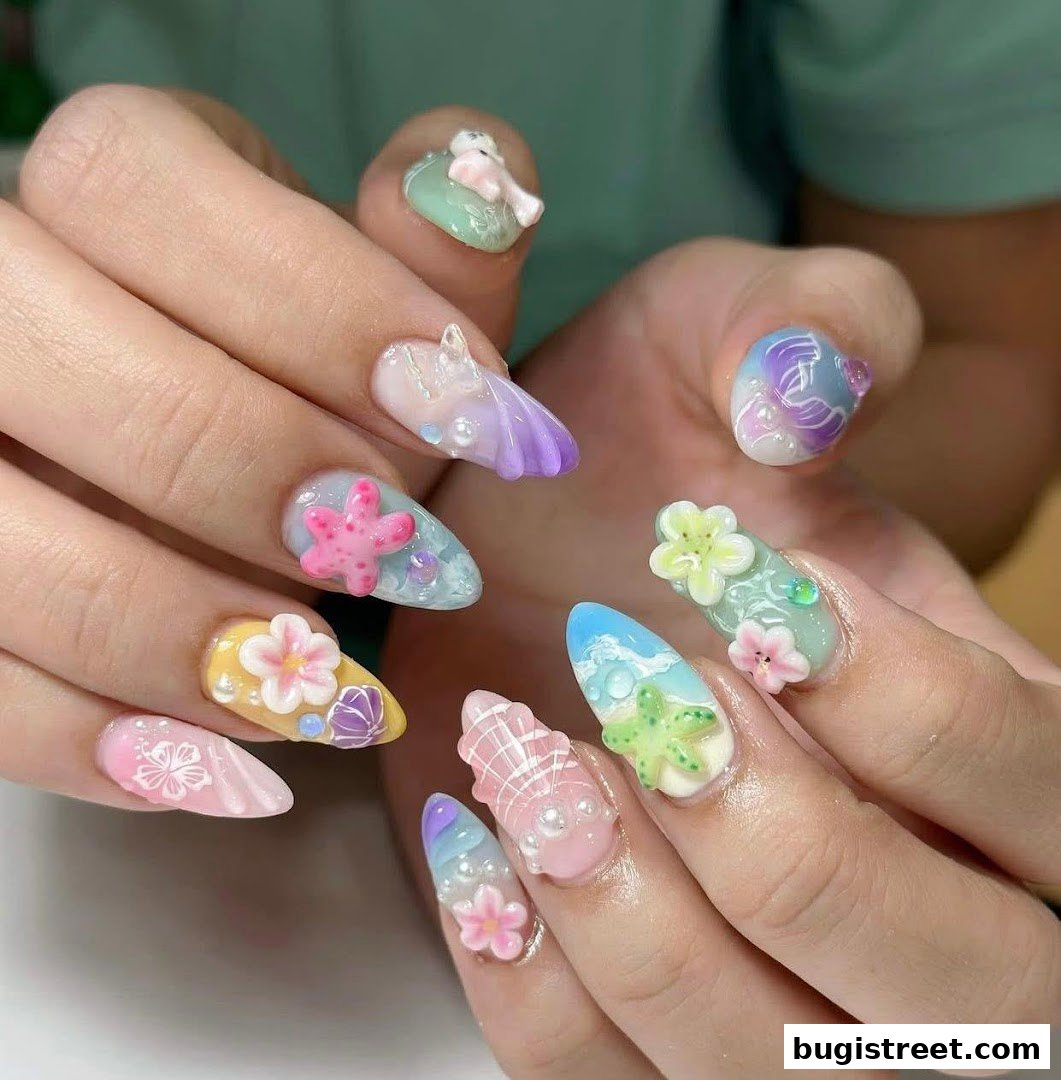 Stunning 3D Summer Beach Nail Art Designs