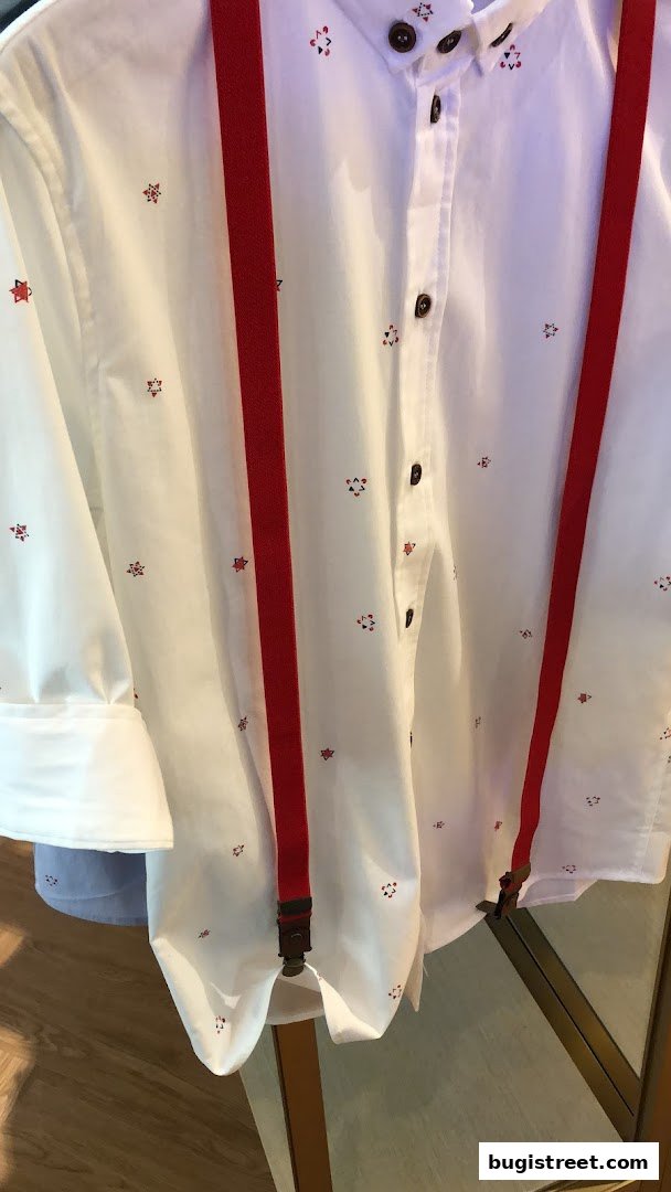 Stylish Shirt with Red Suspenders