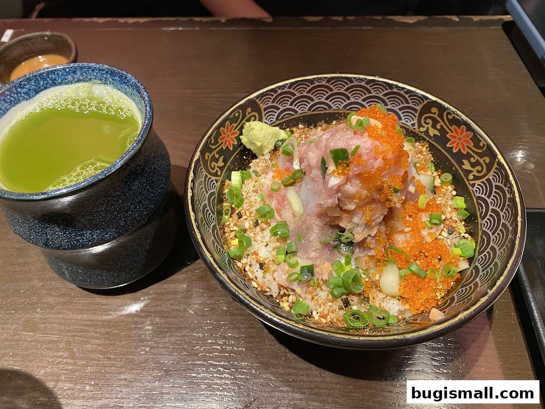 Scrambled Egg Rice Delight with Refreshing Green Tea