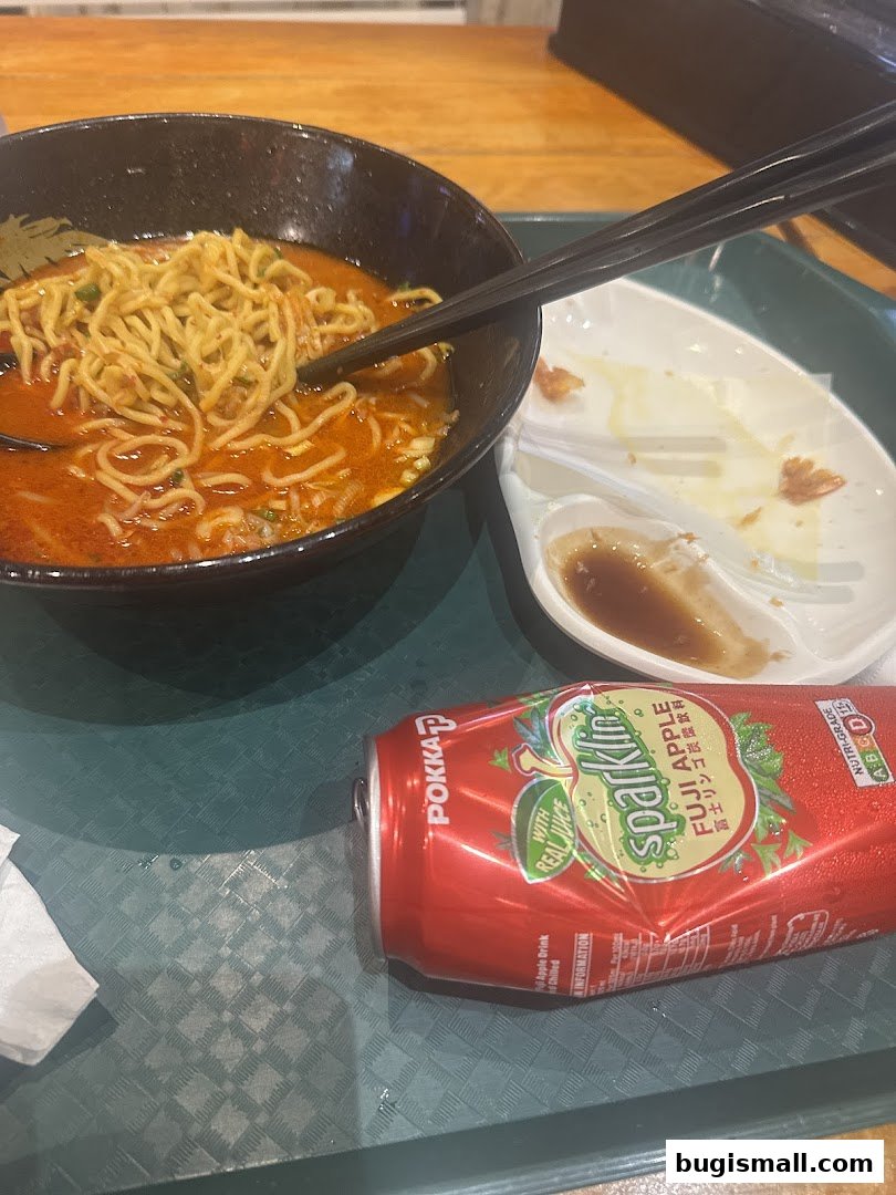 Delicious Ramen and Refreshing Apple Drink