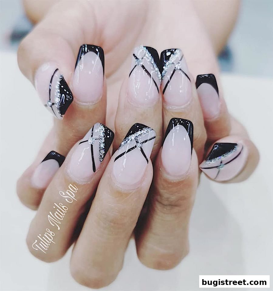 Chic Geometric Nails by Tulips Nails Spa