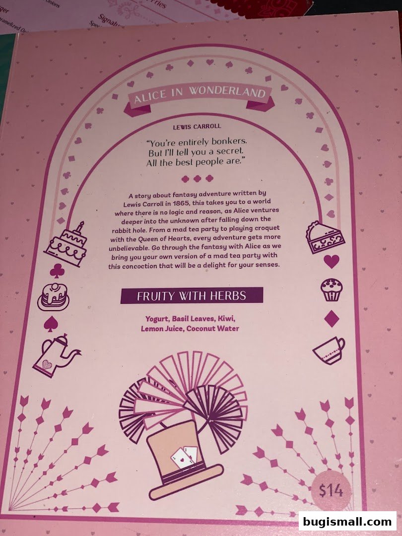 Alice in Wonderland Inspired Drink Menu Item