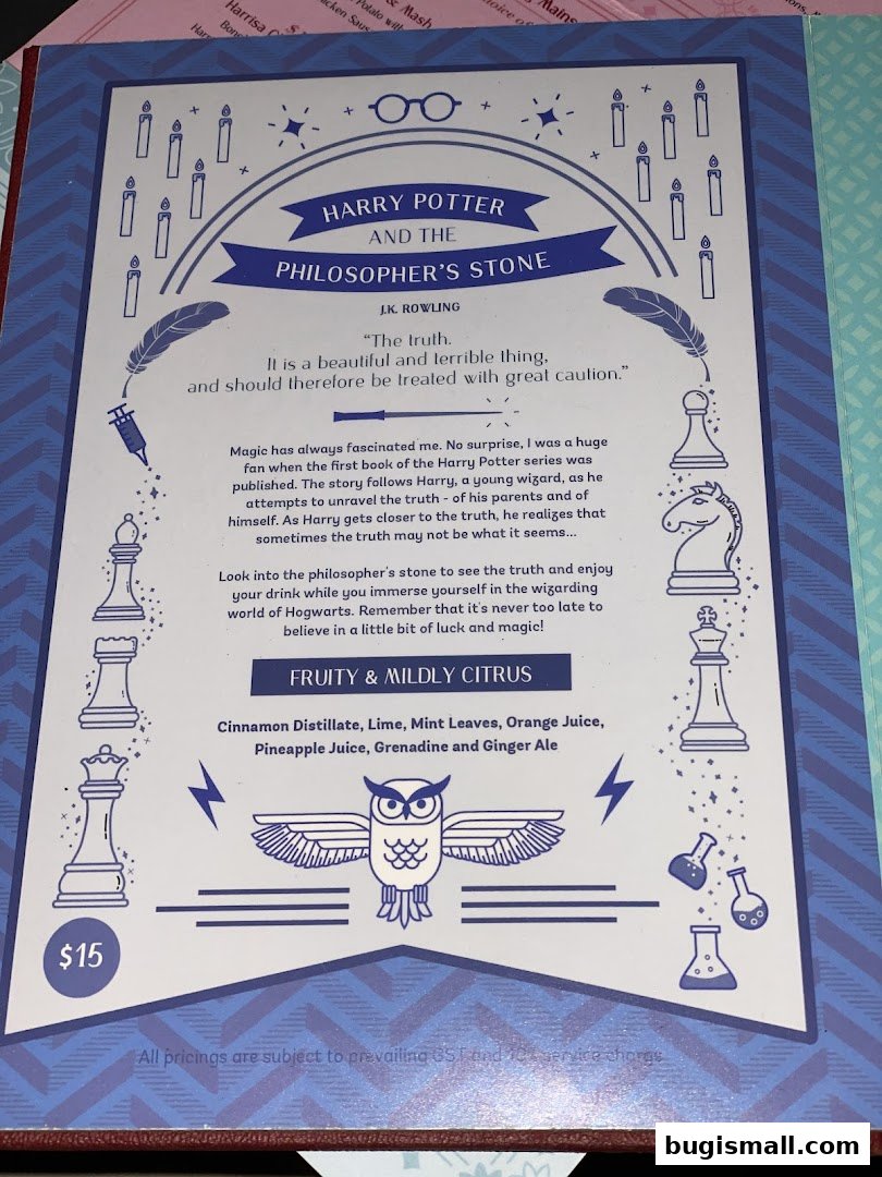 Harry Potter Themed Drink Menu Item