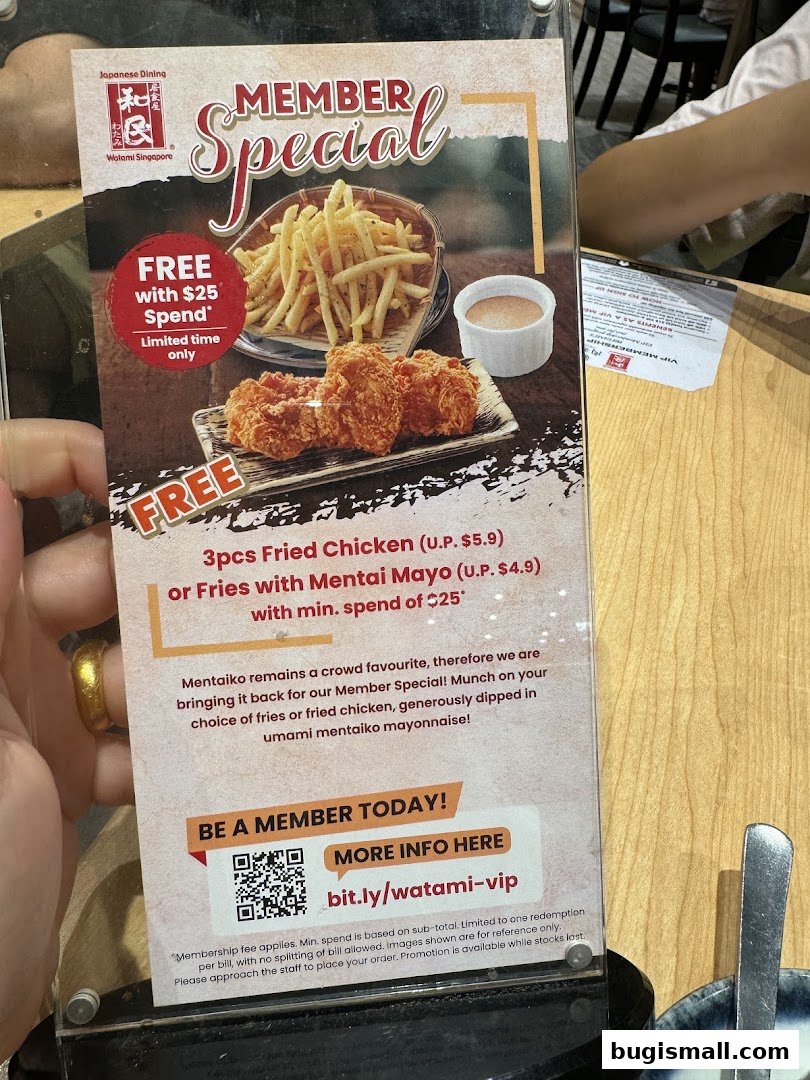 Watami Member Special: Free Fried Chicken or Mentai Mayo Fries!
